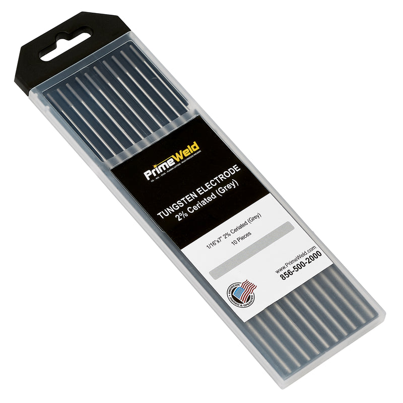 2% Ceriated Tungsten Electrode (Grey, WC20) – 10 Pack – PrimeWeld